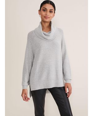 Phase Eight Bronte Cowl Neck Sequin Jumper - Grey