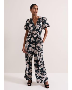 Phase Eight Myron Floral Wide Leg Jumpsuit - White