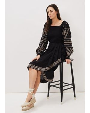 Phase Eight Debby Embroidered Maxi Skirt - Black