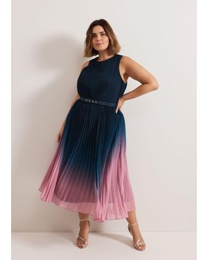 Phase Eight Simara Ombre Chiffon Midi Pleat Dress - Pink