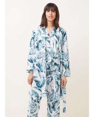 Phase Eight Piera Palm Print Robe - Blue