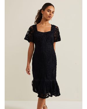 Phase Eight Petite Matilda Tapework Midi Dress - Black