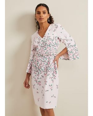 Phase Eight Petite Giovanna Floral Belted Dress - Natural
