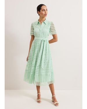 Phase Eight Sandy Lace Shirt Midi Dress - Green