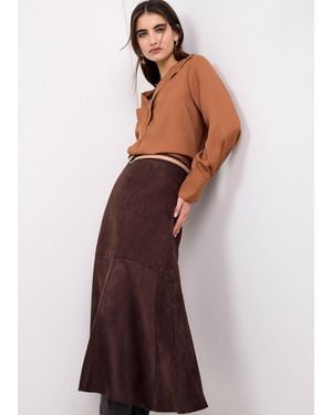 Phase Eight Jessie Faux Suede A-Line Skirt - Brown