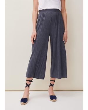 Phase Eight Bradie Plisse Wide Leg Trousers - Blue