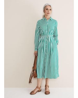 Phase Eight Ida Stripe Shirt Midi Dress - Green