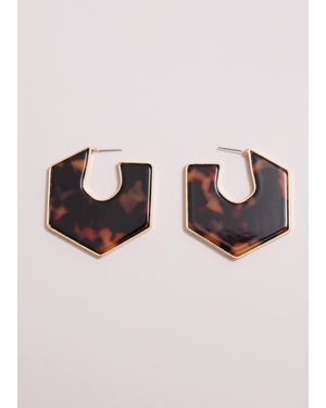 Phase Eight Tort Large Hoop Earrings - Brown