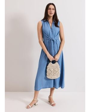 Phase Eight Becky Chambray Dress - Blue