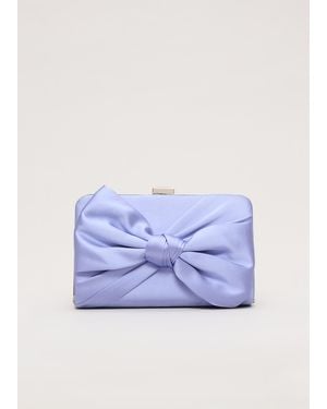 Phase Eight Satin Knot Front Box Clutch - Blue
