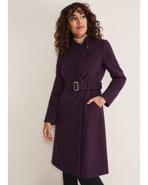 Phase Eight Susie Collarless Wrap Coat - Purple