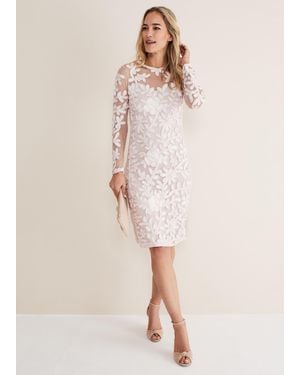 Phase Eight Annika Tapework Midi Dress - Natural