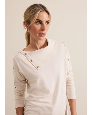 Phase Eight Brienna Button Detail Top - Natural