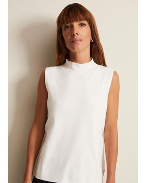 Phase Eight Miley Sleeveless Funnel Neck Tank - White