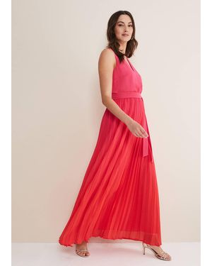 Phase Eight Piper Ombre Pleated Dress - Red