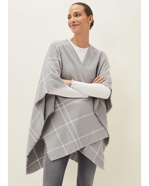 Phase Eight Shauna Check Cape - Natural