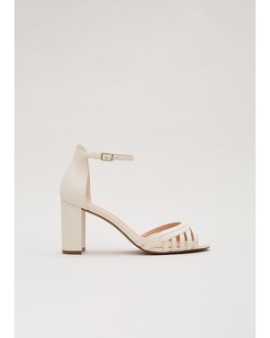 Phase Eight Leather Strappy Block Heel Sandal - White