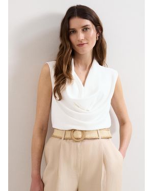 Phase Eight Ella Woven Front Cowl Neck Top - Natural