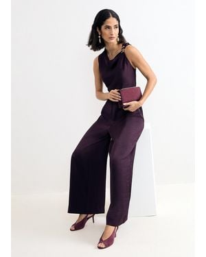 Phase Eight Avril Satin Cowl Neck Jumpsuit - Blue