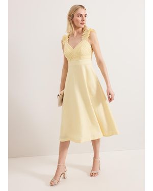 Phase Eight Hannah Linen Fit And Flare Dress - Natural