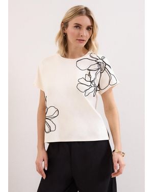 Phase Eight Malani Embroidered Short Sleeve T-Shirt - White