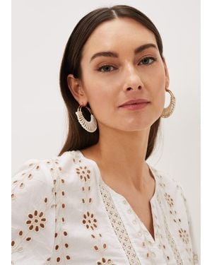 Phase Eight Woven Hoop Earrings - White