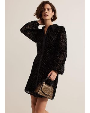 Phase Eight Esin Shimmer Shirt Dress - Black