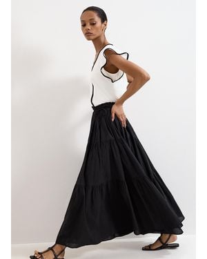 Phase Eight Alva Cotton Tiered Skirt - White