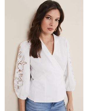 Phase Eight Kacey Broderie Blouse - White