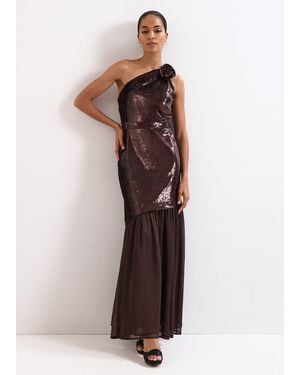 Phase Eight Lola Chocolate Sequin Corsage Dress - Brown