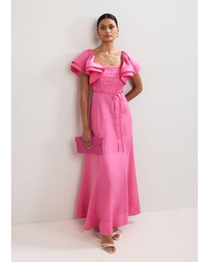 Phase Eight Rhianna Puff Sleeve Midi Dress - Pink