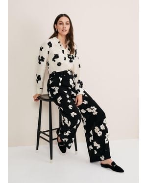 Phase Eight Rae Floral Wide Leg Trouser - Natural