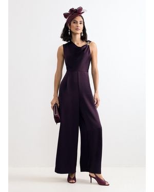 Phase Eight Petite Avril Satin Detail Jumpsuit - Blue