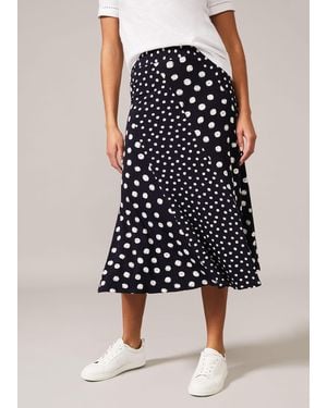 Phase Eight Denia Mixed Spot Panelled Skirt - Blue