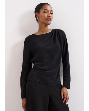 Phase Eight Petite Noa Sparkle Drape Top - Black