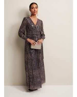 Phase Eight Petite Amily Sequin Maxi Dress - Metallic