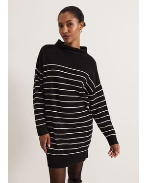 Phase Eight Skylar Stripe Funnel Neck Jumper Dress - Black