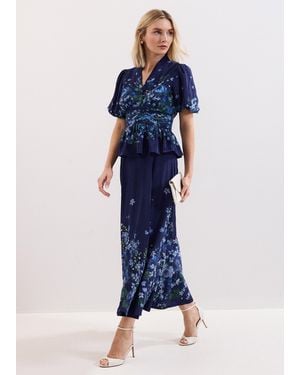 Phase Eight Maeve Floral Print Skirt - Blue