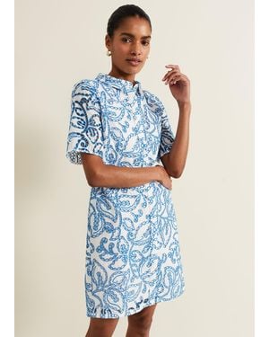 Phase Eight Nicky Broderie Swing Dress - Blue
