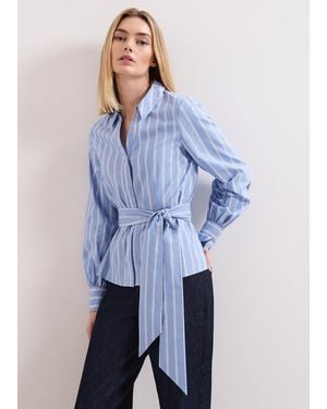 Phase Eight Dakota Tie Waist Stripe Shirt - Blue