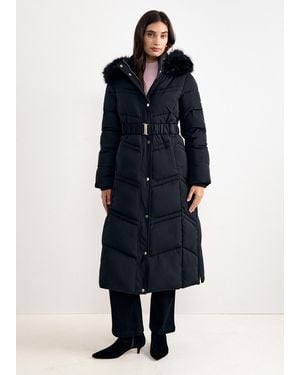 Phase Eight Dixie Long Fur Hood Puffer - Blue