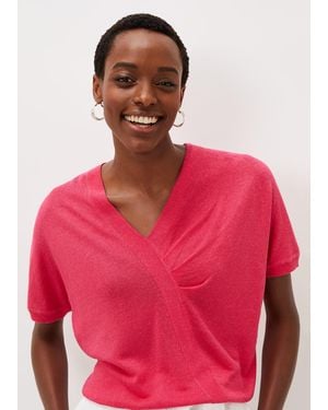 Phase Eight Josie Linen Knit Top - Red