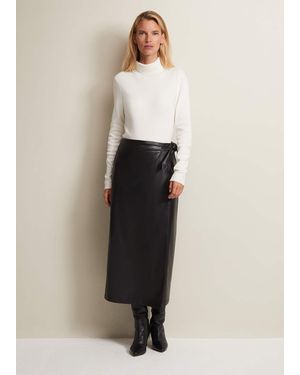 Phase Eight Noha Faux Leather Wrap Maxi Skirt - Natural