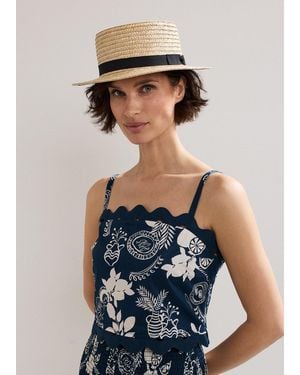 Phase Eight Casual Straw Boater - Blue