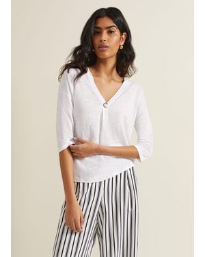 Phase Eight Leah Linen Top - White