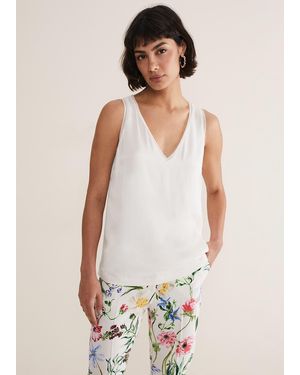 Phase Eight Bellamy Satin Sleeveless Top - White