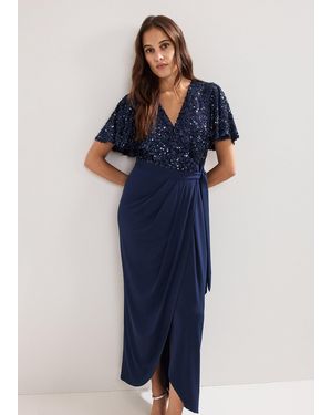 Phase Eight Janessa Sequin Wrap Maxi Dress - Blue