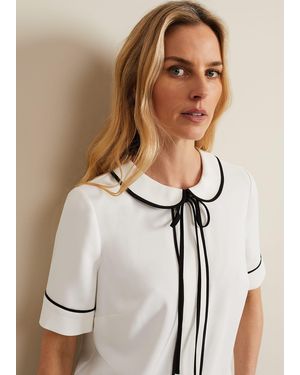 Phase Eight Carys Contrast Piping Blouse - Natural
