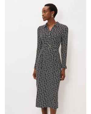 Phase Eight Teigan Abstract Print Midi Dress - Grey