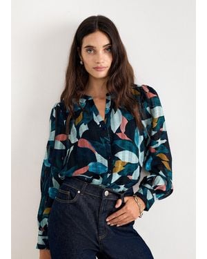 Phase Eight Lyla Abstract Petal Print Blouse - Blue